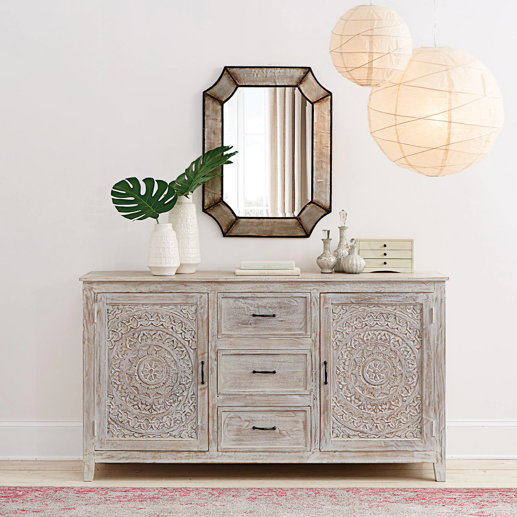 Chennai 3-Drawer White Wash Dresser
