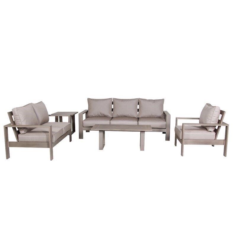 Windcrest Metal 6 - Person Seating Group with Sunbrella Cushions