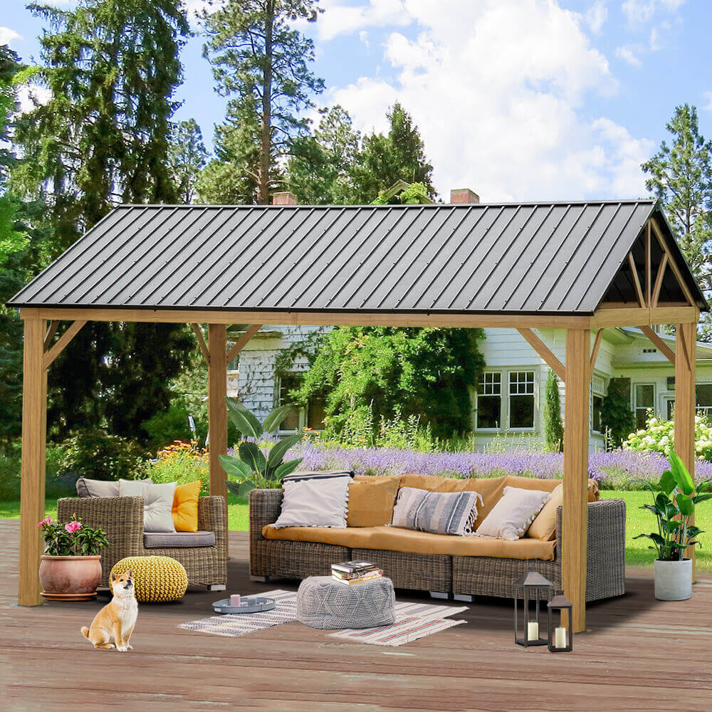 Gable Hardtop Gazebo - Wood-looking Frame