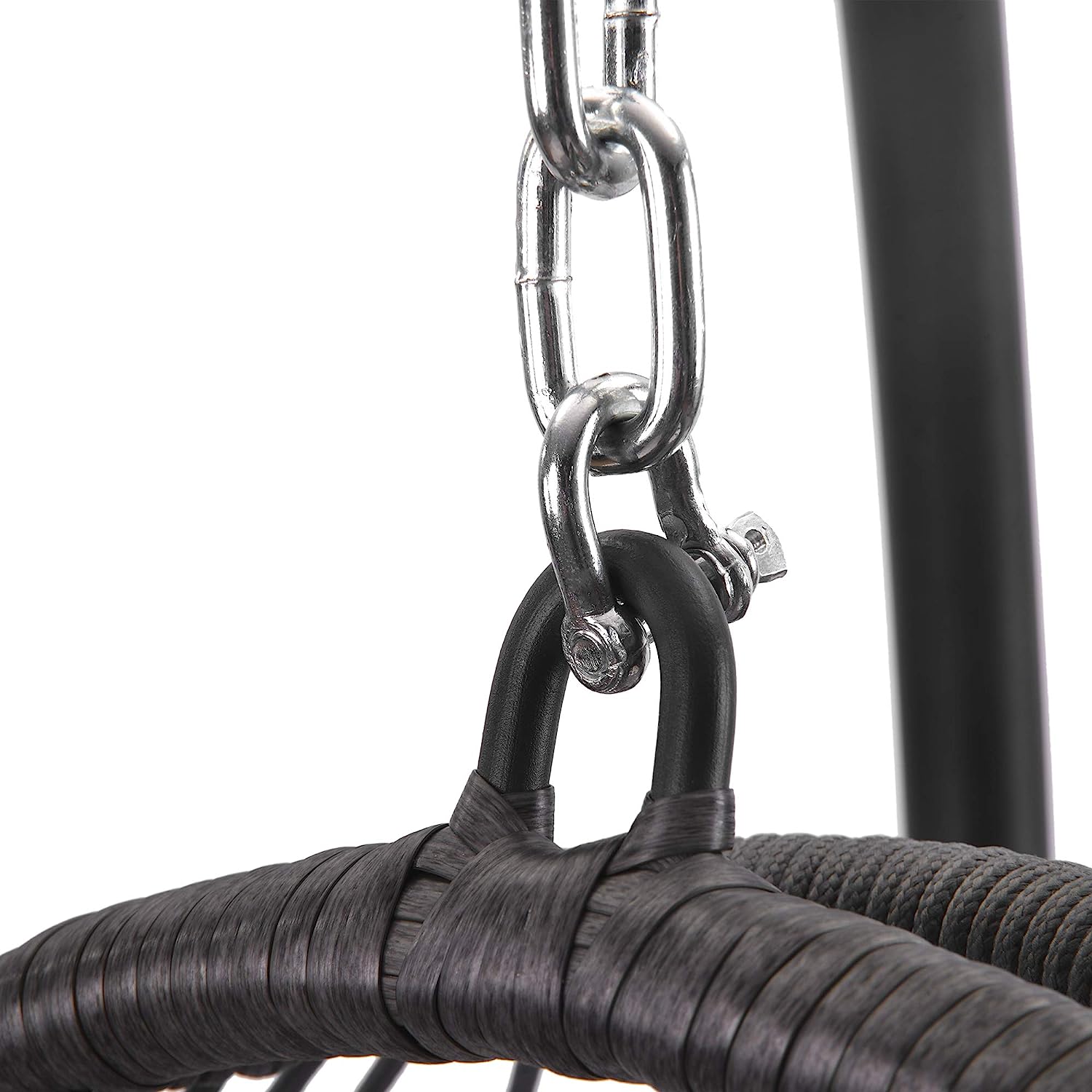 Patio Hanging Chair Swing Hammock Basket Egg Chairs UV Resistant Cushions with Aluminum Frame 350lbs Capaticy for Indoor Outdoor Backyard Balcony (Grey)