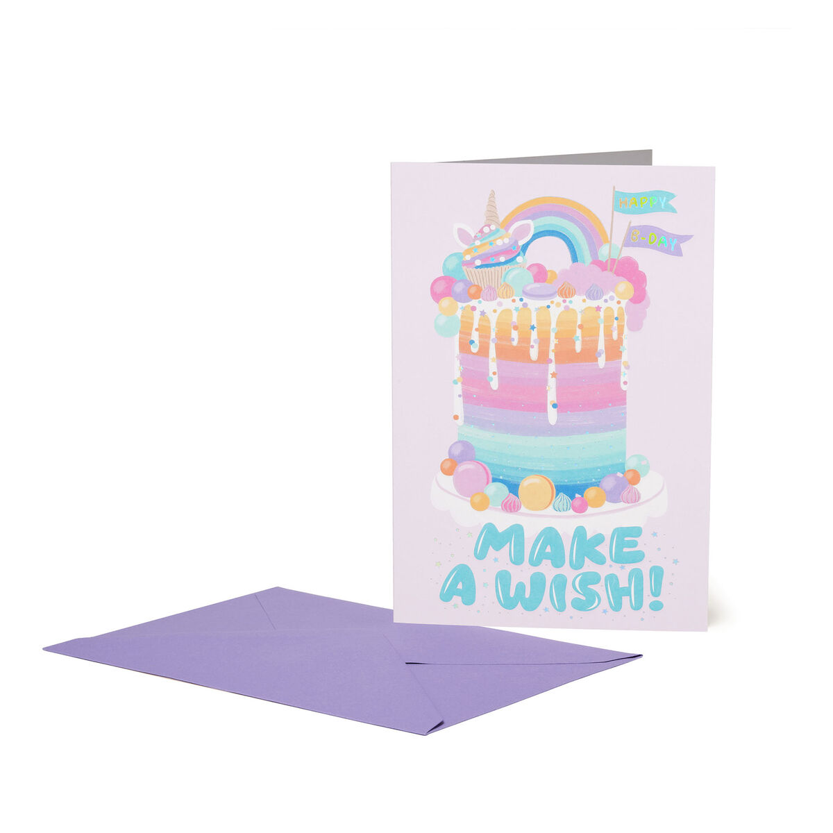 Birthday Card - Large - Greeting Card - Unicorn Cake