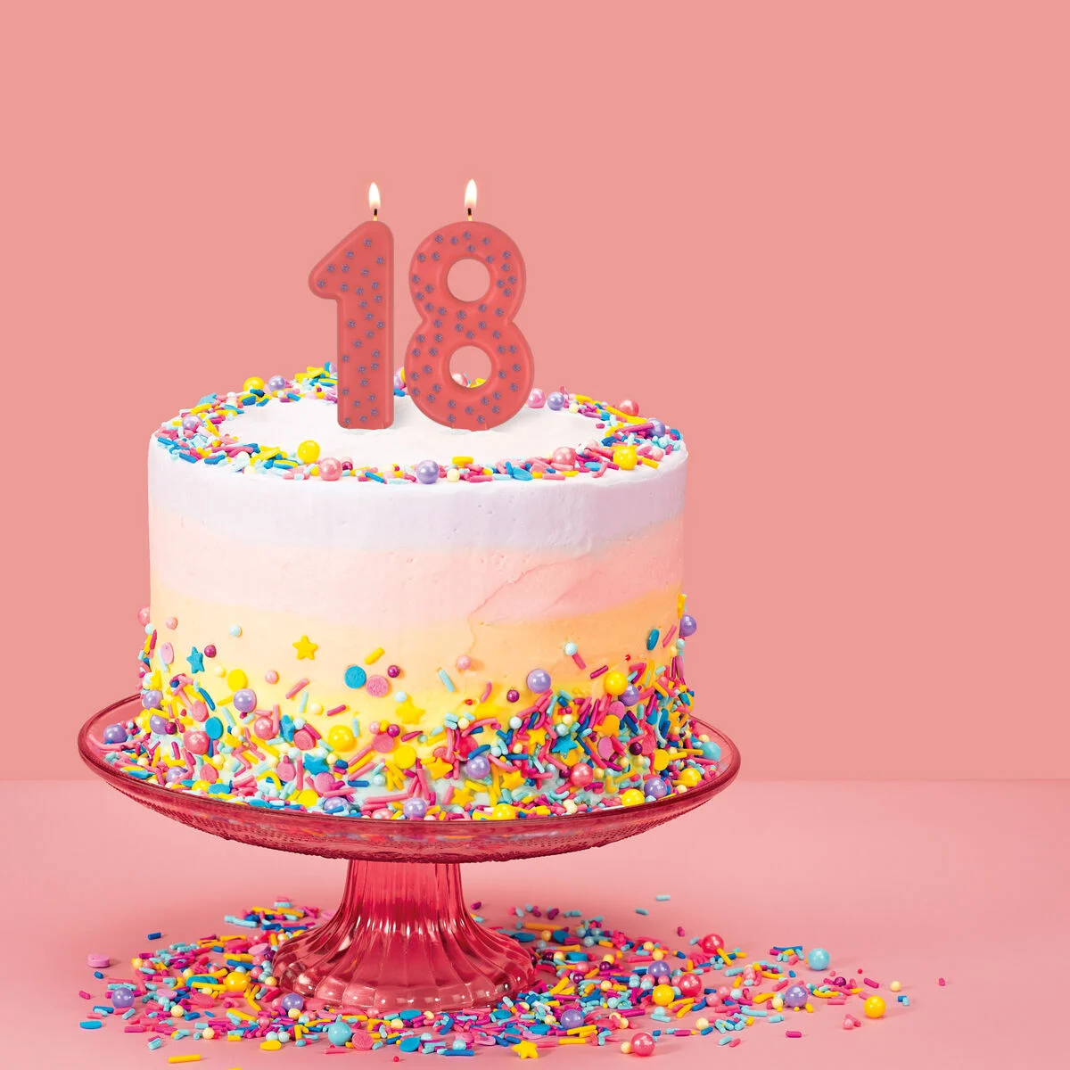 Pink Maxi Birthday Cake Candle - 3 - Maxi Candle