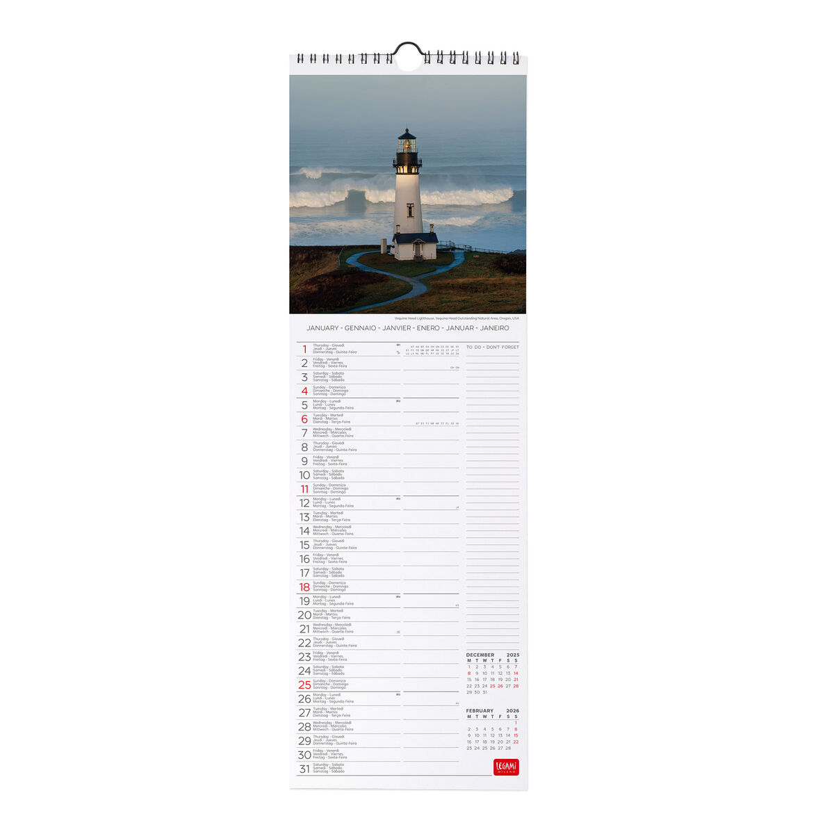 2026 Wall Calendar - 16 x 49 cm