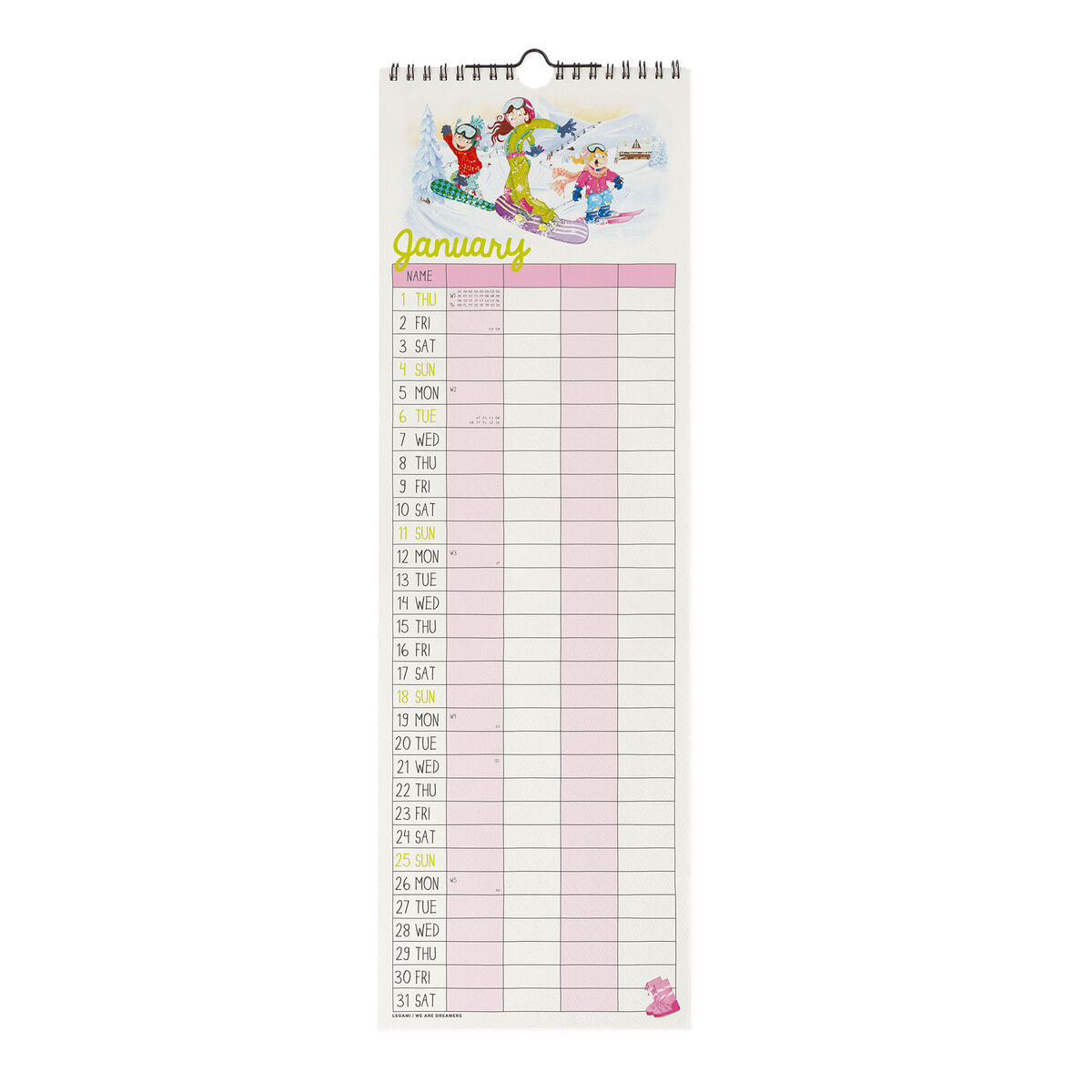 2026 Wall Calendar - 16 x 49 cm