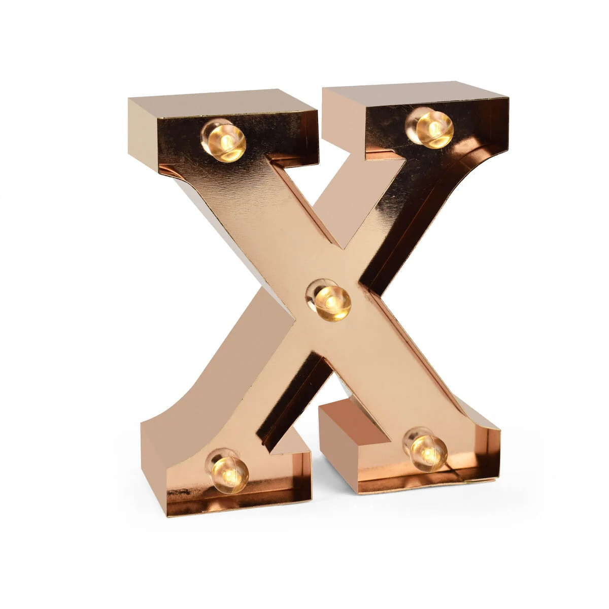 Rose Gold Light-Up Decorative Letter - X - Mini Decorative Light