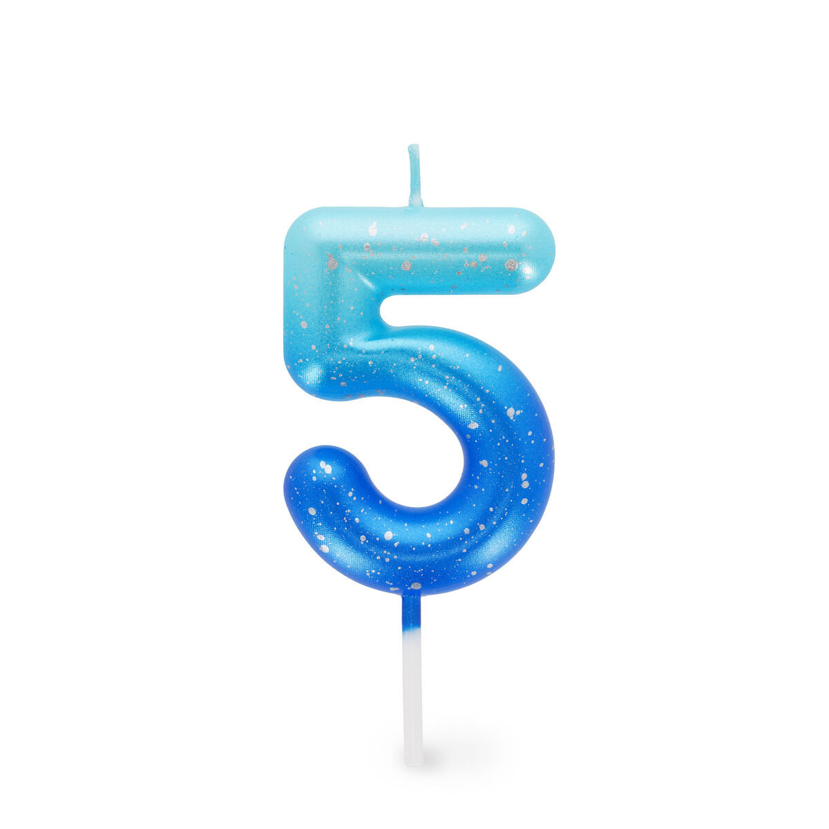 Blue Birthday Cake Candle - 5 - Happy Birthday Candle