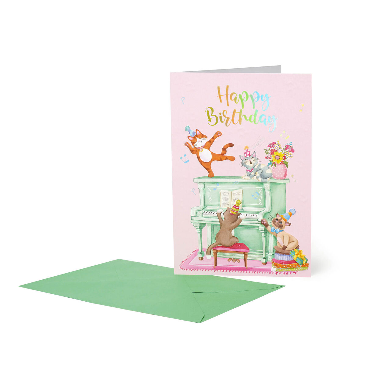 Birthday Card - Large - Greeting Card - Piano Cats