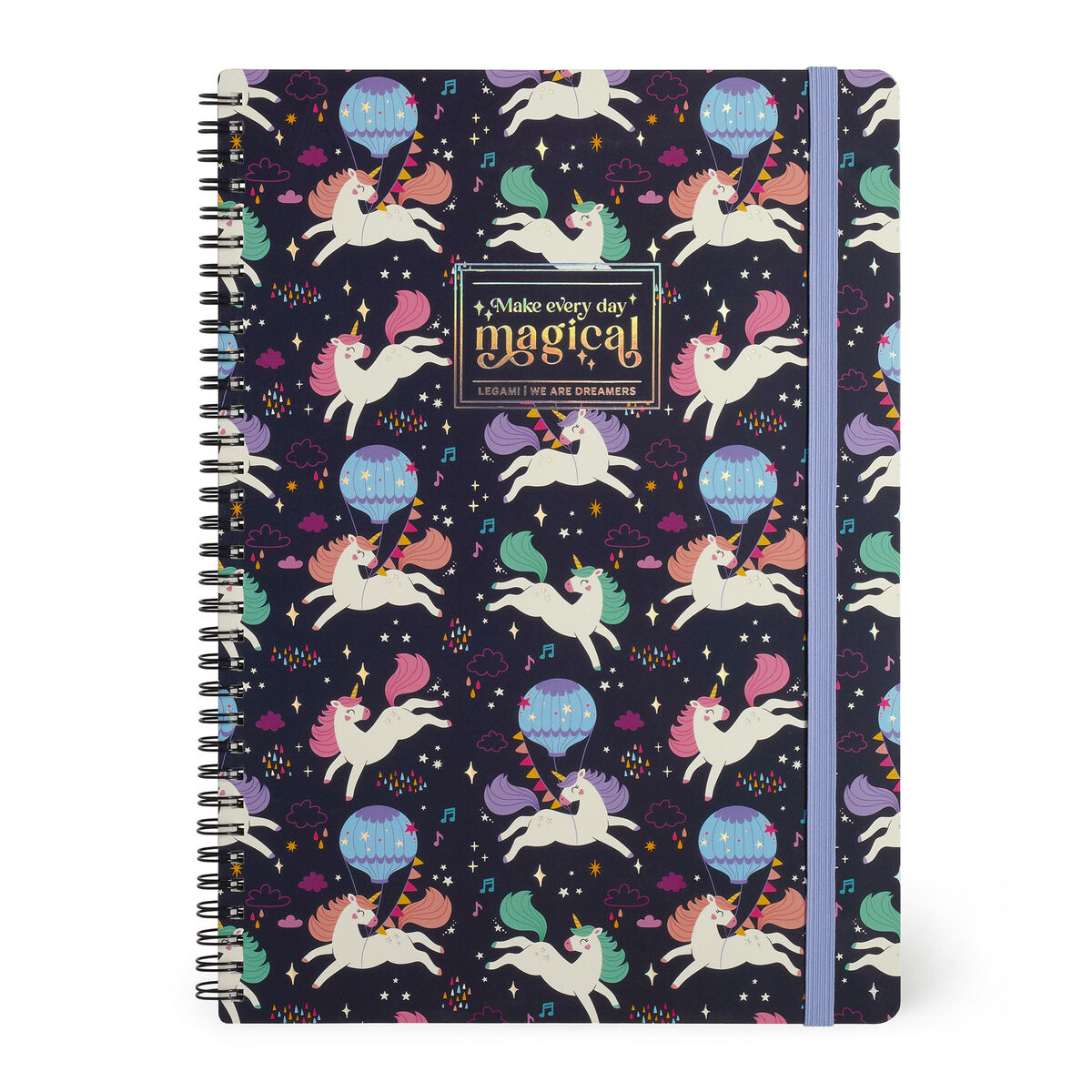 A4 Lined Notebook with Illustrated Hard Cover - Unicorn - Spiral-Bound