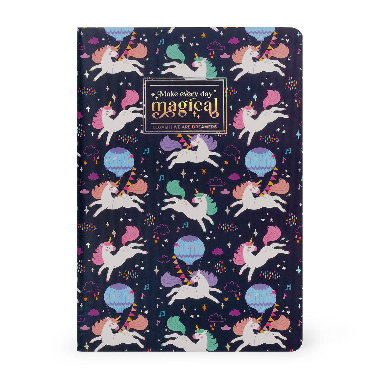 A5 Blank Notebook with Illustrated Hard Cover - Unicorn