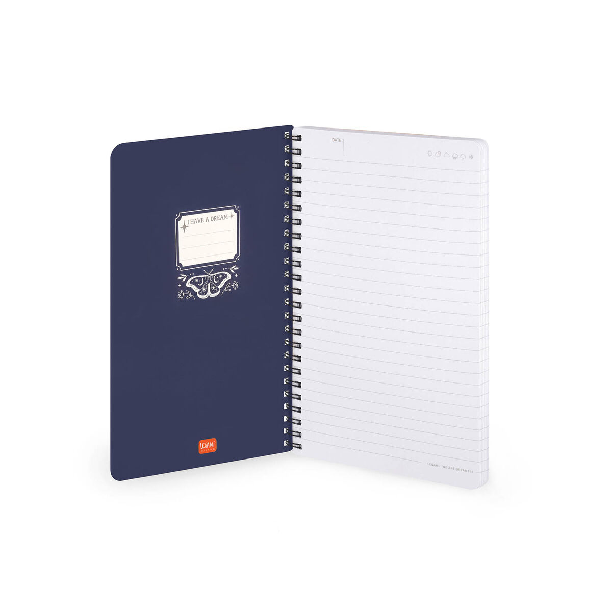 A5 Lined Notebook with Illustrated Hard Cover - Moth - Jotter - Spiral-Bound