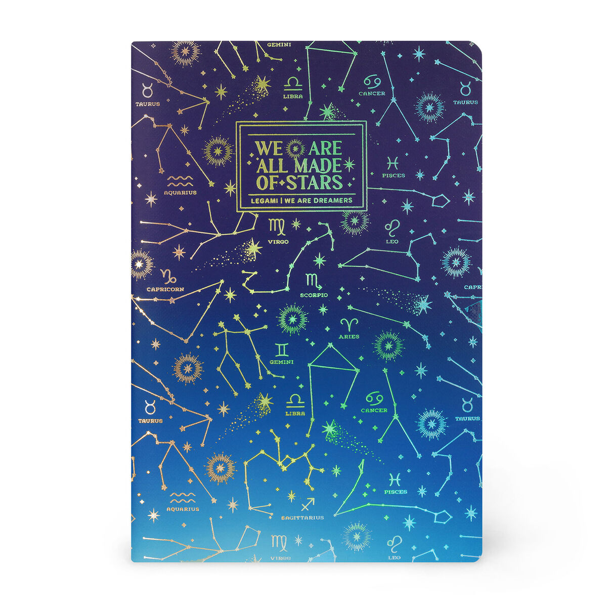 B5 Lined Notebook with Illustrated Hard Cover - Stars