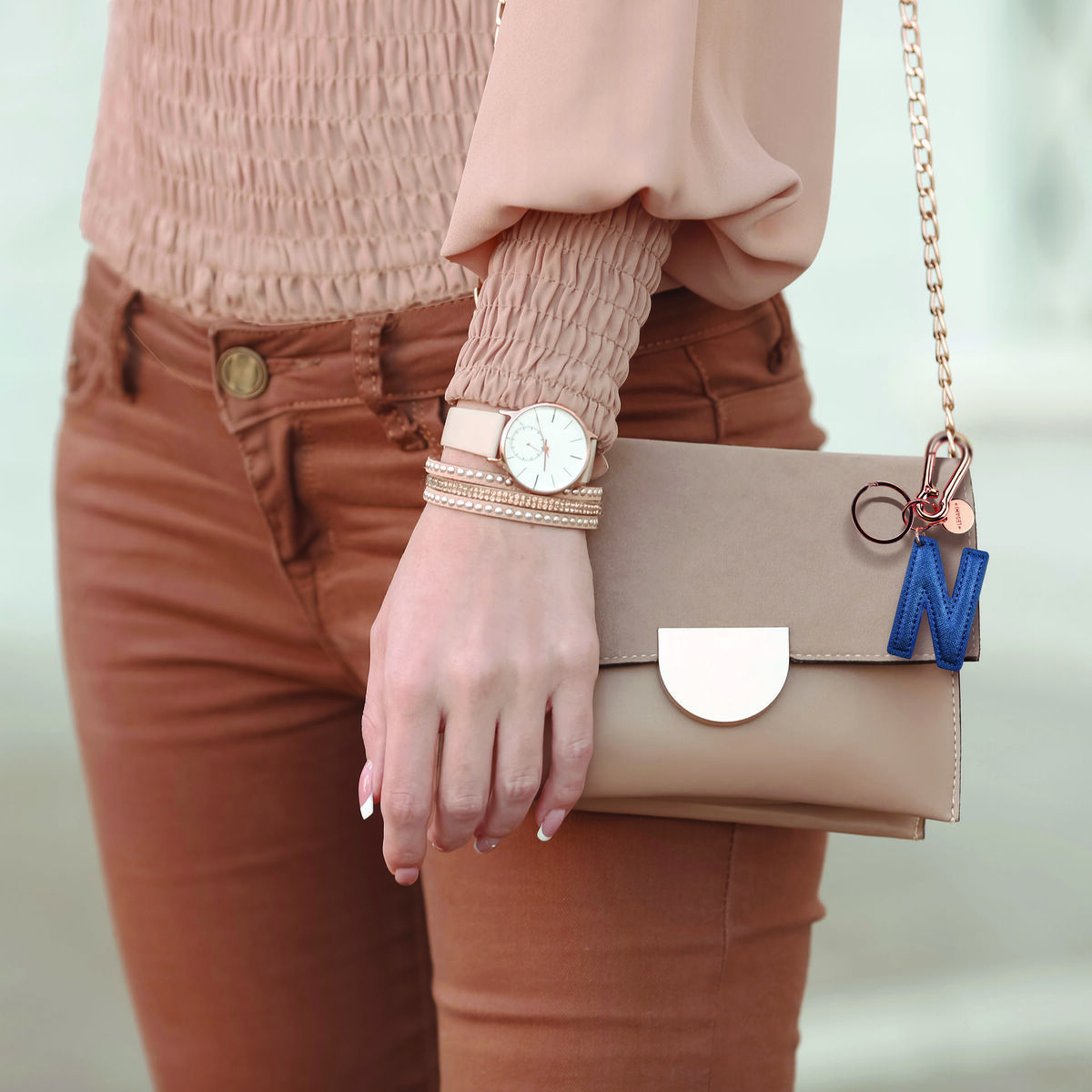 Key Ring with Initial Letter - N / Blue - My Initial