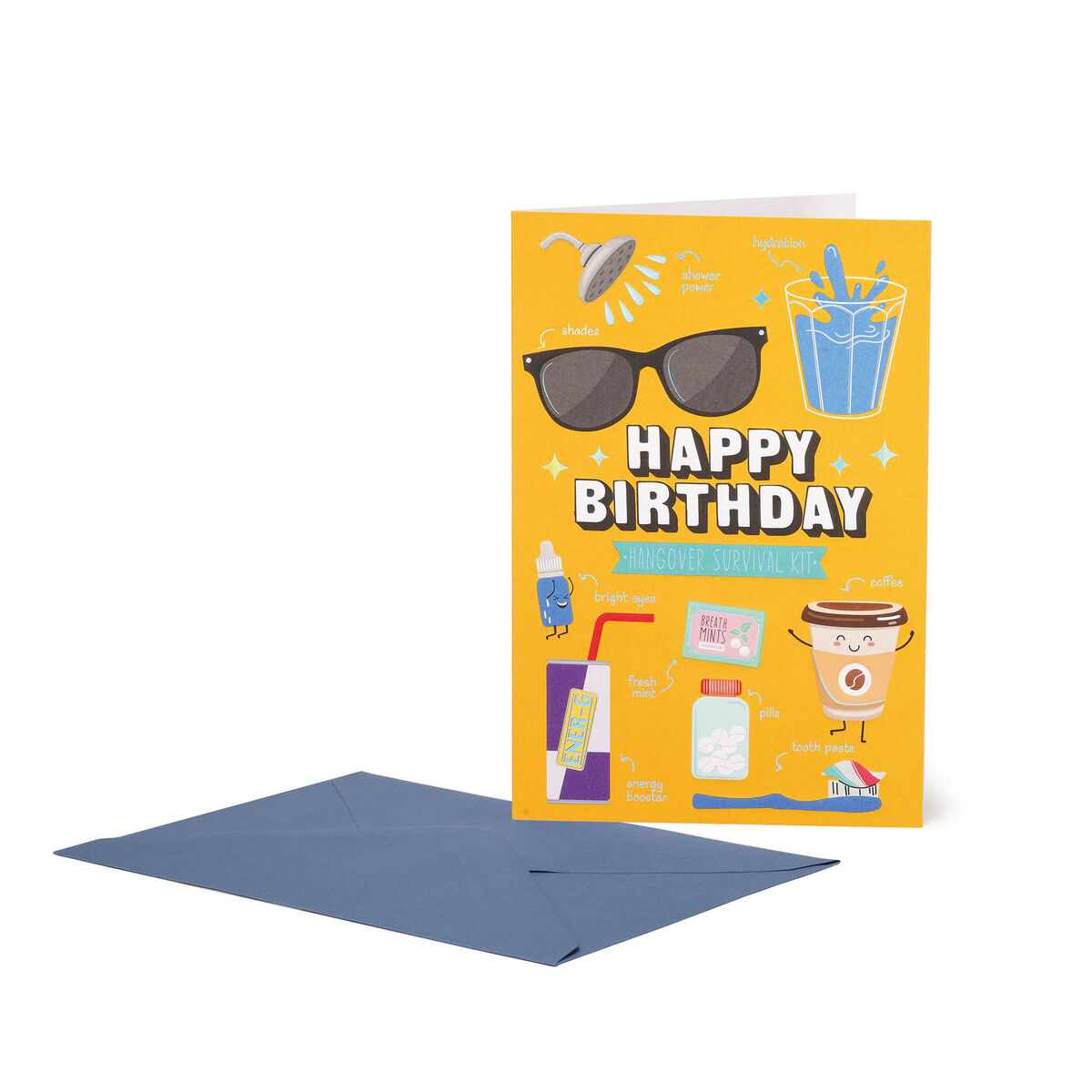 Birthday Card - Large - Greeting Card - Hangover Survival Kit