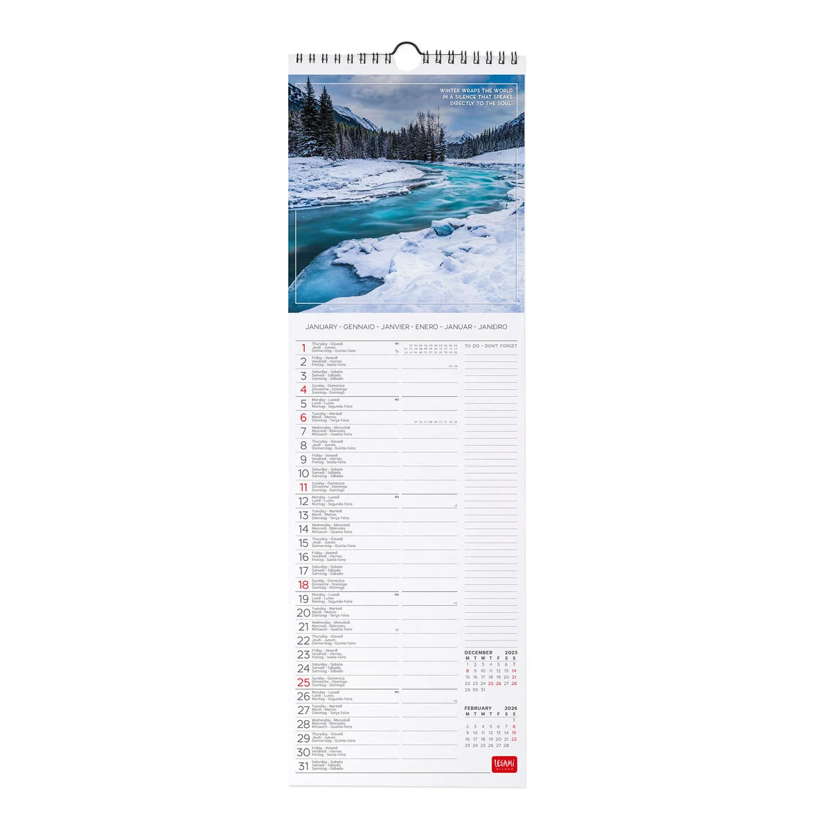 2026 Wall Calendar - 16 x 49 cm