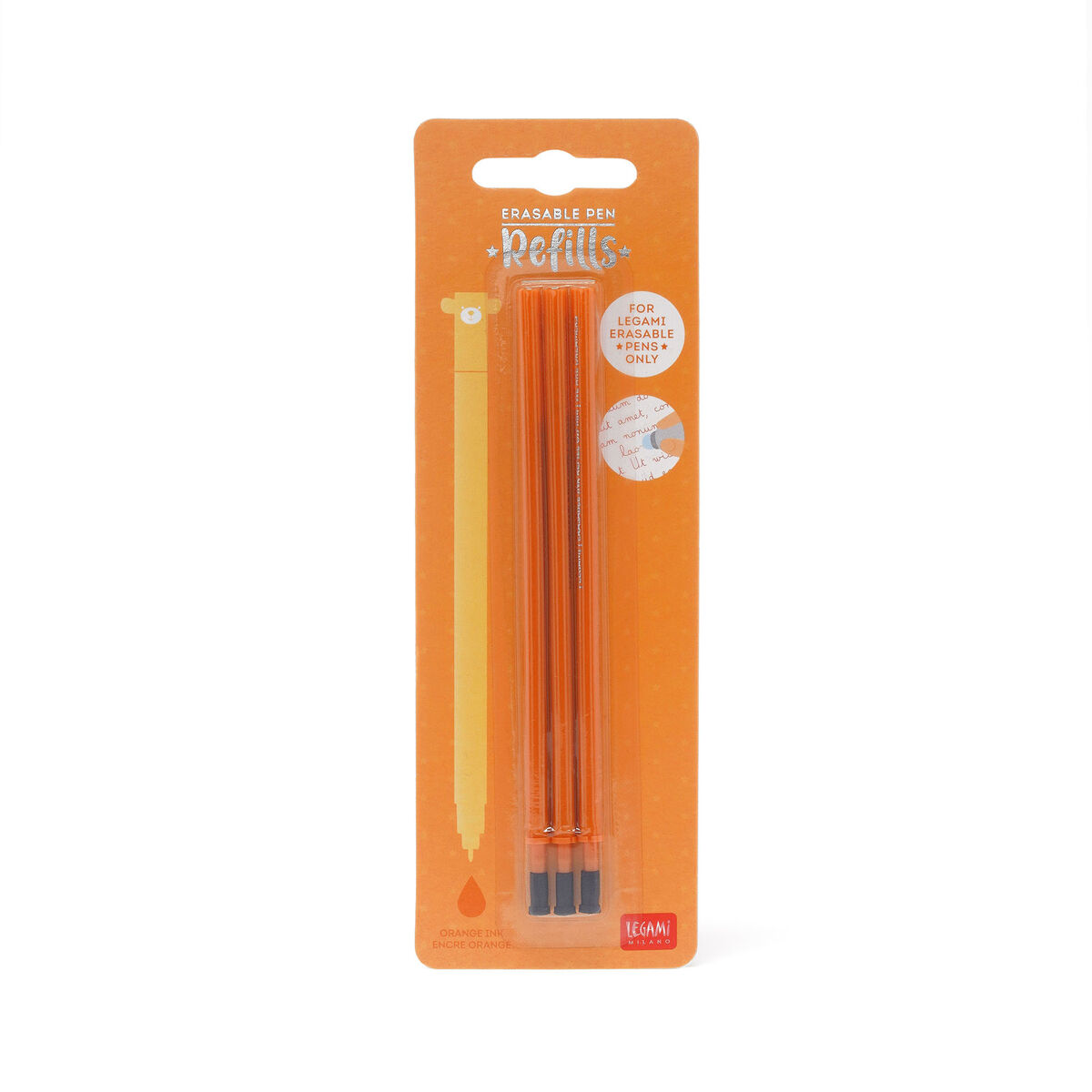 Set of 3 Refills for Erasable Gel Pens - Orange Ink - Erasable Pen