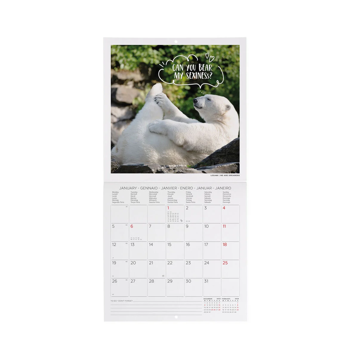 2026 Wall Calendar - 18 x 18 cm