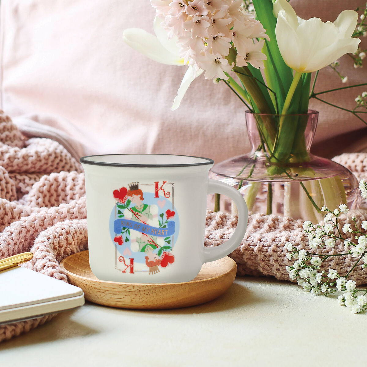 New Bone China Porcelain Mug with King-Themed Illustration. 350 ml capacity. The ideal Gift Idea for