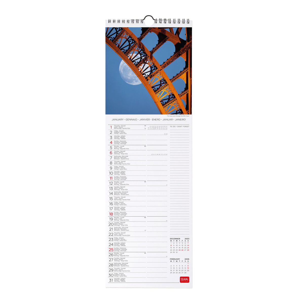 2026 Wall Calendar - 16 x 49 cm