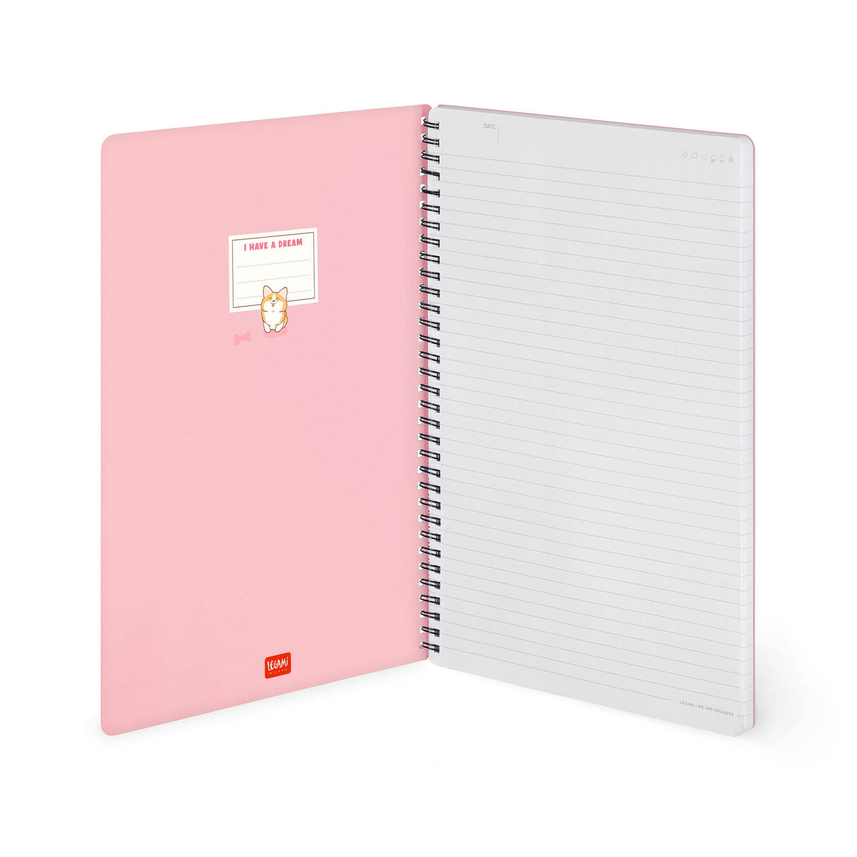 A4 Lined Notebook with Illustrated Hard Cover - Corgi - Jotter - Spiral-Bound