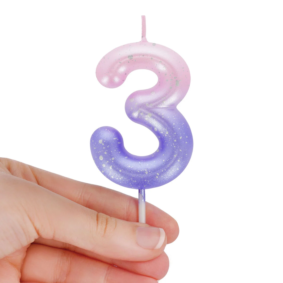 Pink Birthday Cake Candle - 3 - Happy Birthday Candle