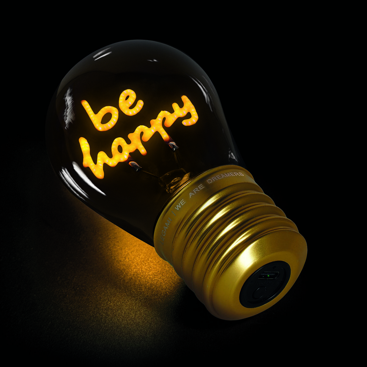 Decorative Lightbulb-Shaped Table Lamp - Be Happy - Bulb Fiction