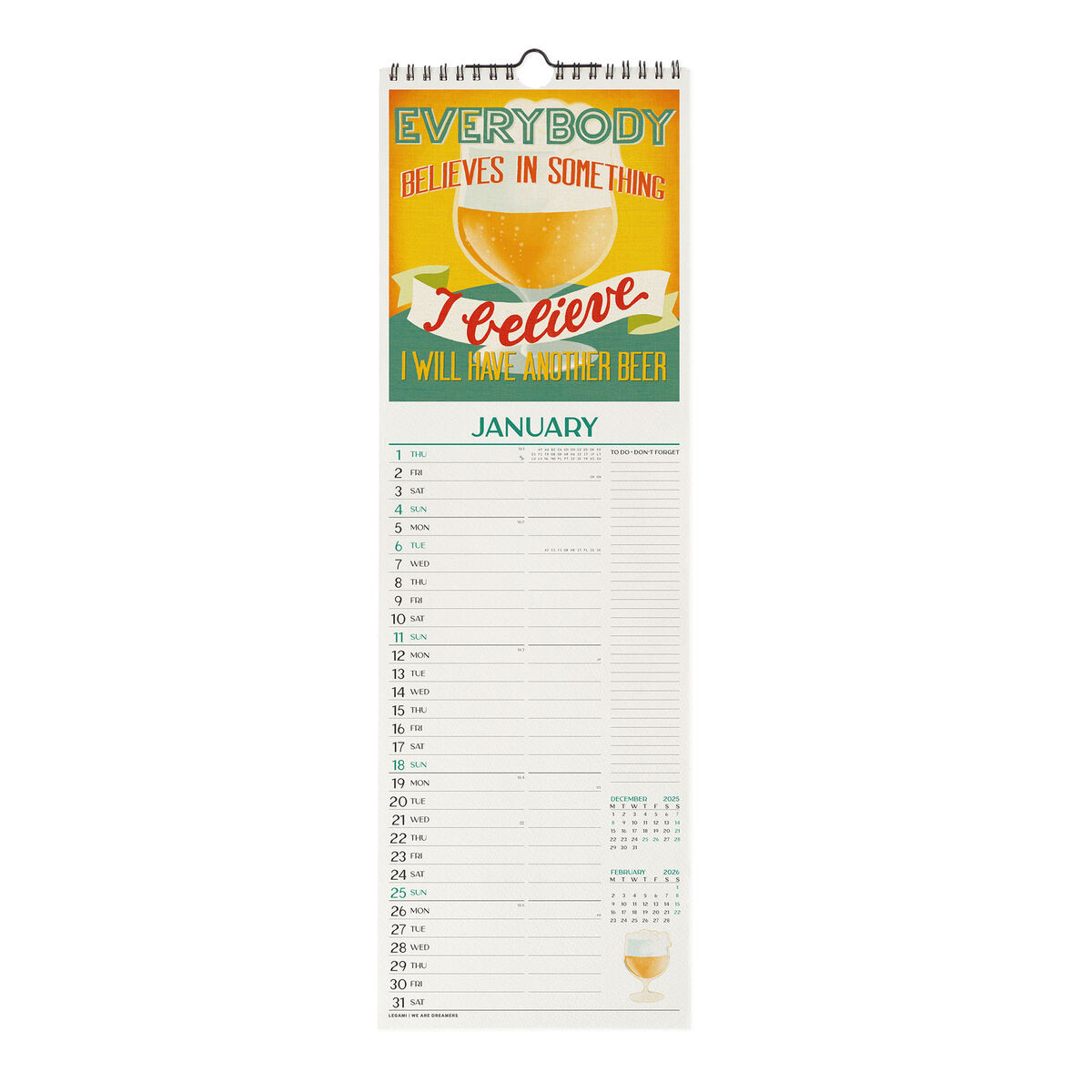 2026 Wall Calendar - 16 x 49 cm