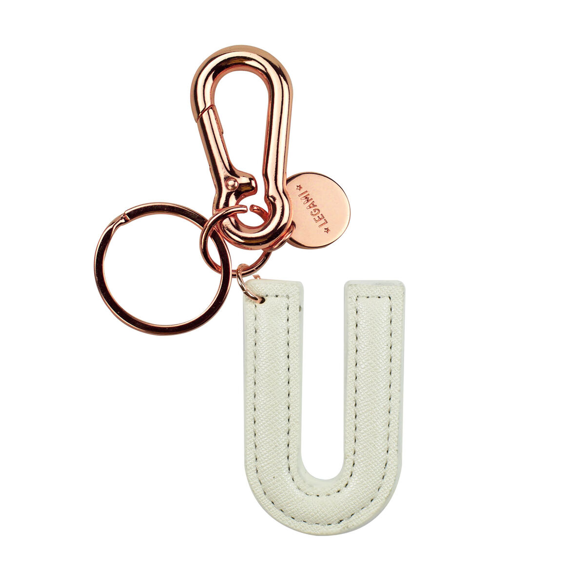 Key Ring with Initial Letter - U / White - My Initial