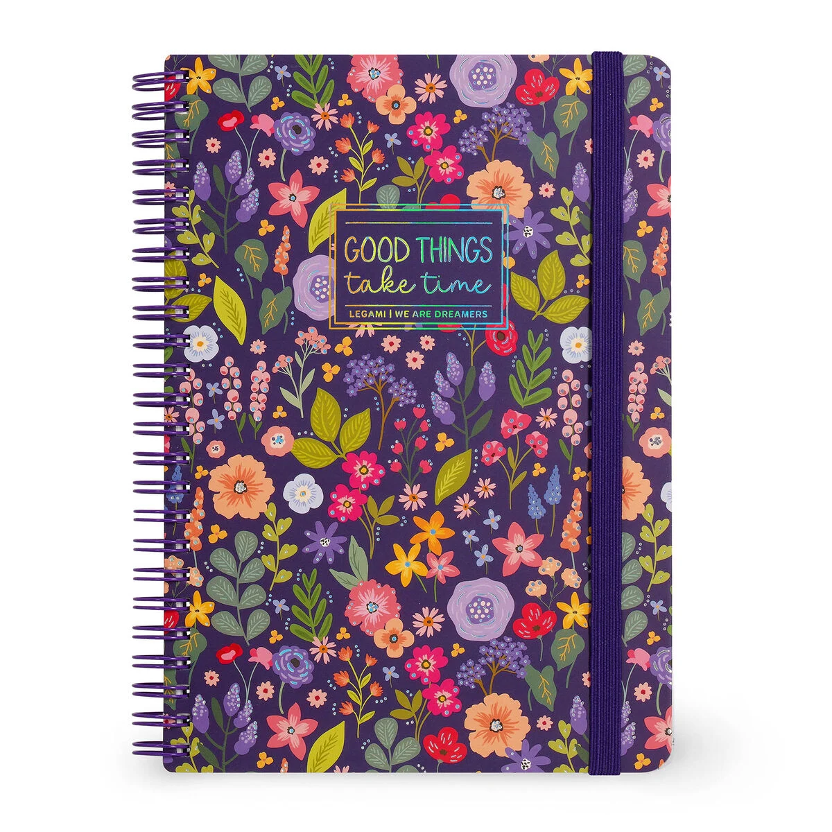 A5 Lined Notebook with Illustrated Hard Cover - Flowers - Jotter - Spiral-Bound
