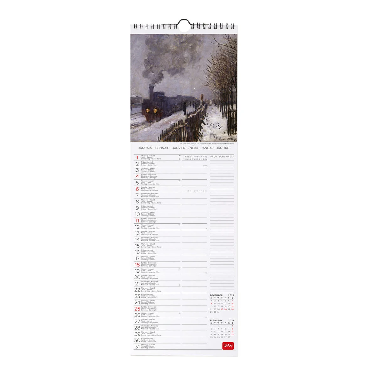 2026 Wall Calendar - 16 x 49 cm