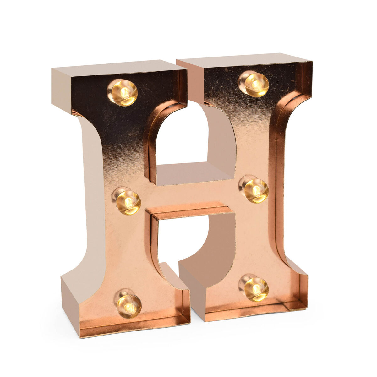 Rose Gold Light-Up Decorative Letter - H - Mini Decorative Light