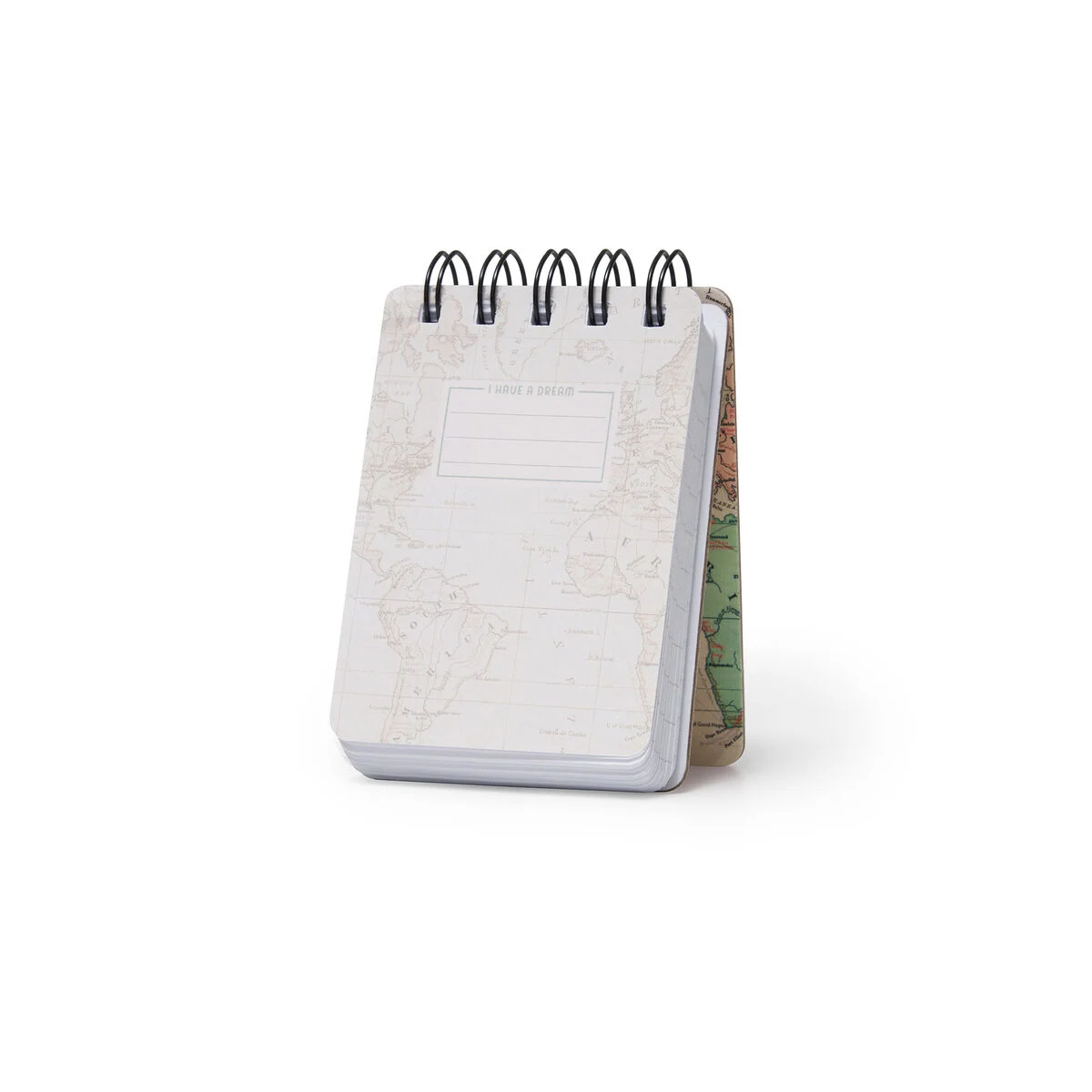 Lined Notebook with Illustrated Hard Cover - Travel Map - Jotter - Spiral-Bound