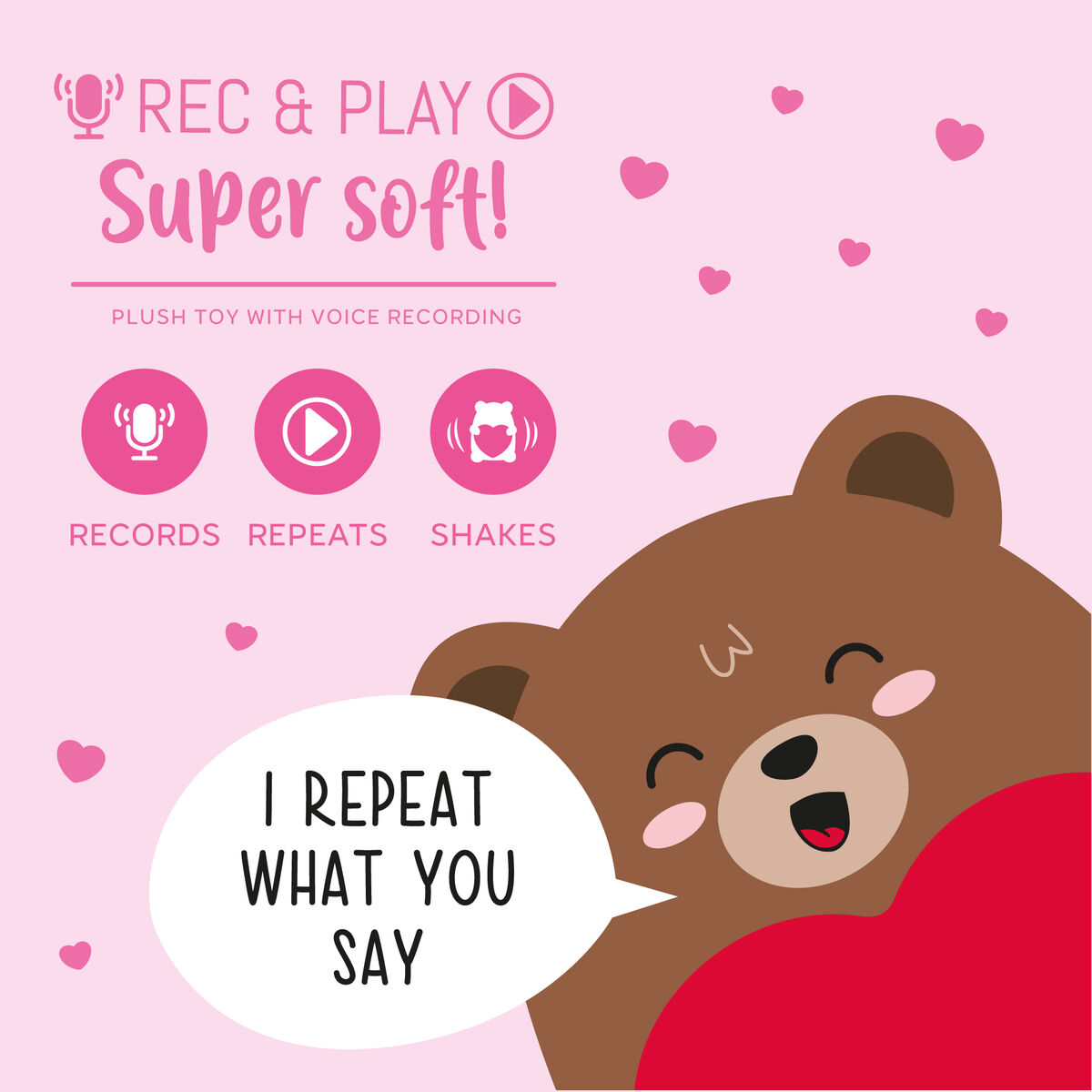 Plush Toy with Voice Recording - Super Soft Rec&Play