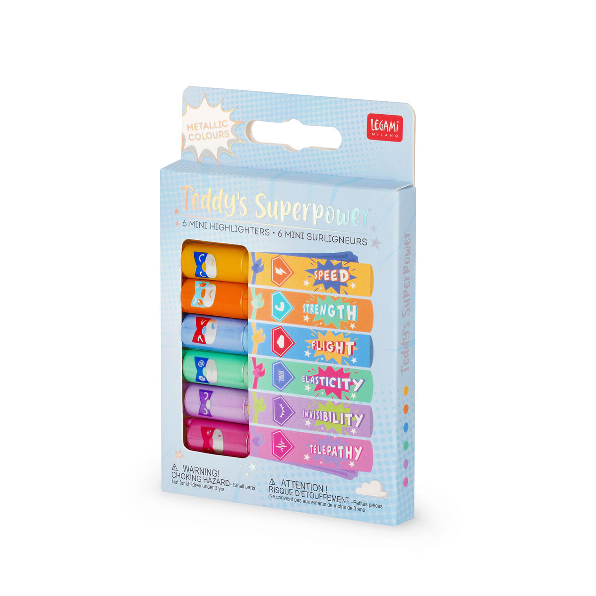 Set of 6 Mini Highlighters - Teddy's Superpower