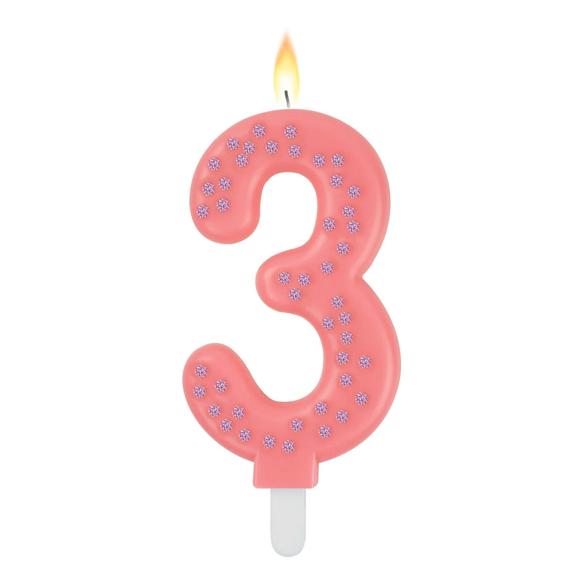 Pink Maxi Birthday Cake Candle - 3 - Maxi Candle