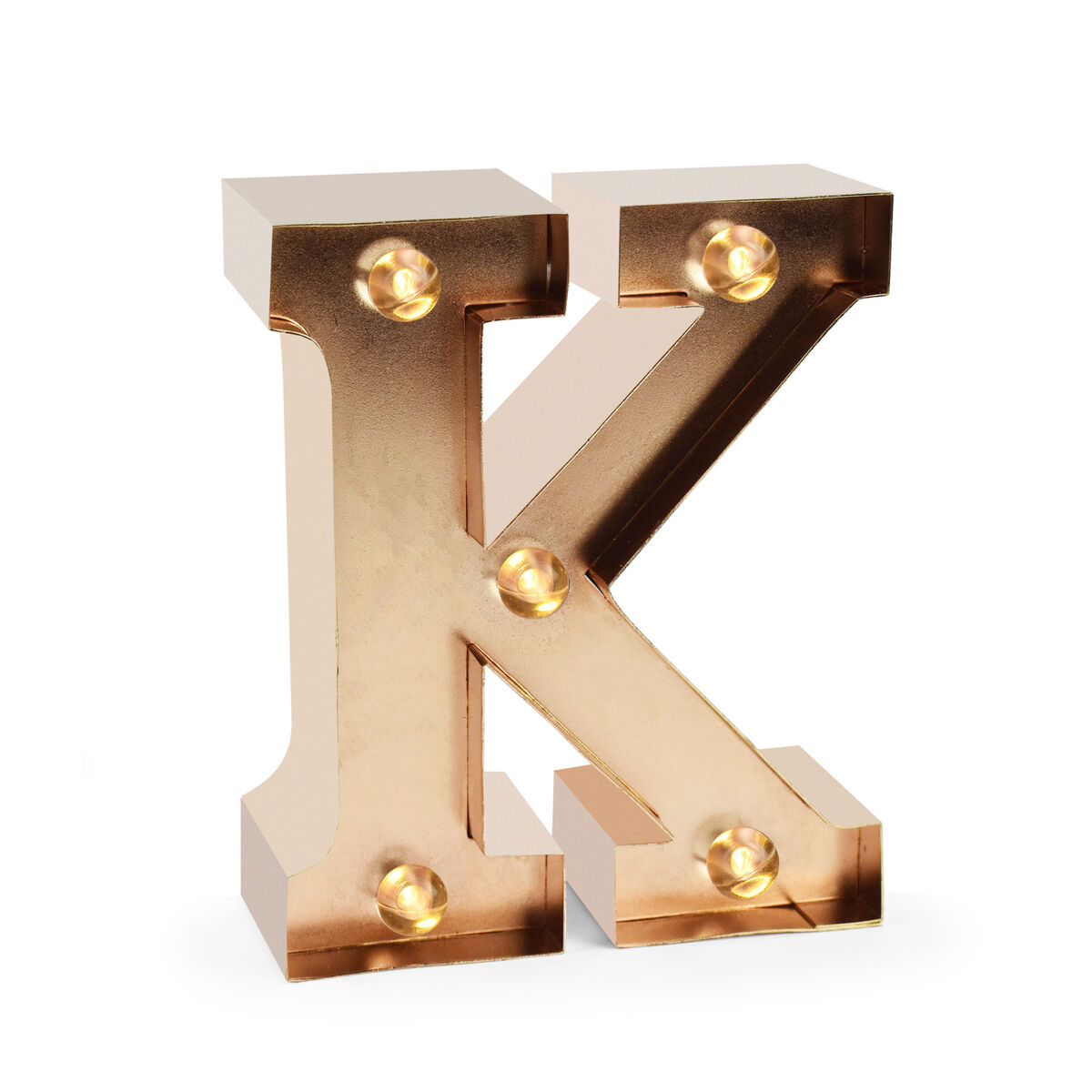 Rose Gold Light-Up Decorative Letter - K - Mini Decorative Light