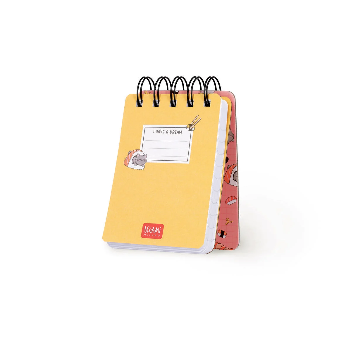 Lined Notebook with Illustrated Hard Cover - Sushi Cat - Jotter - Spiral-Bound