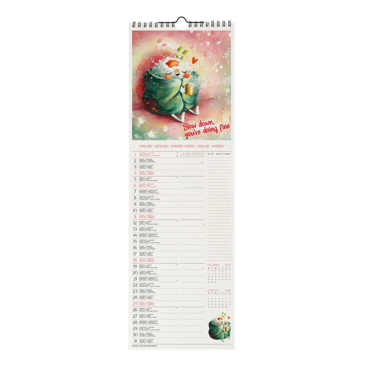 2026 Wall Calendar - 16 x 49 cm