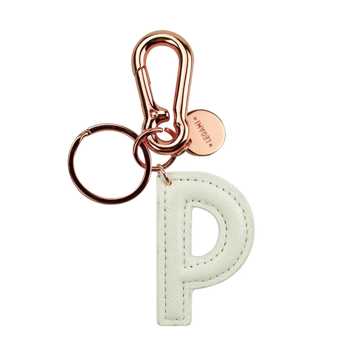 Key Ring with Initial Letter - P / White - My Initial