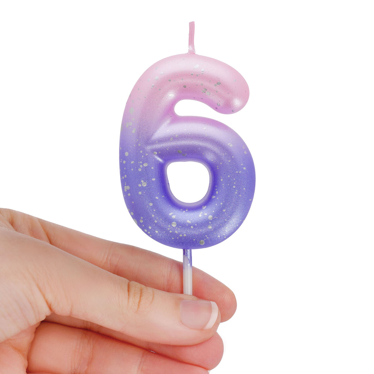 Pink Birthday Cake Candle - 6 - Happy Birthday Candle