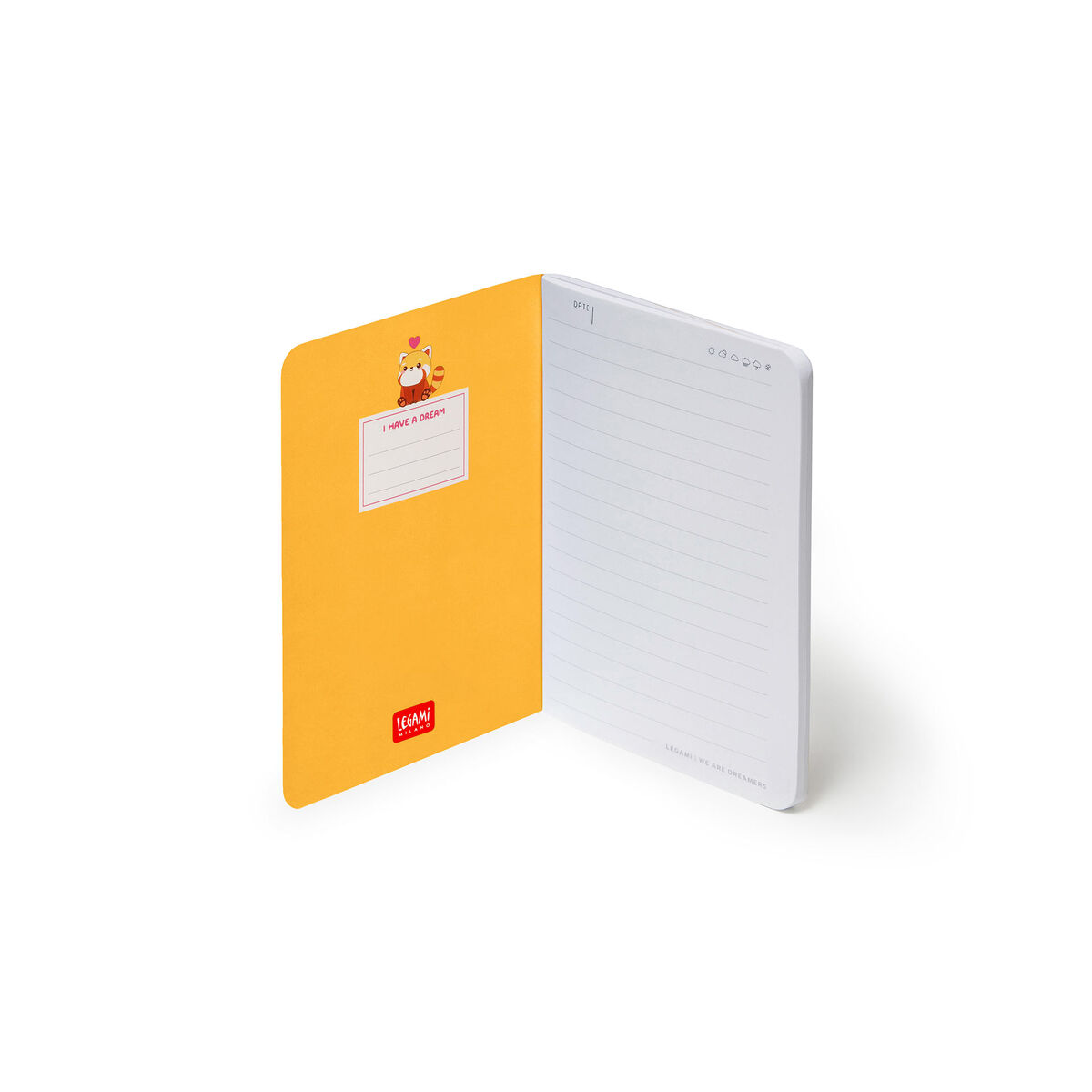 A6 Lined Notebook with Illustrated Hard Cover - Red Panda