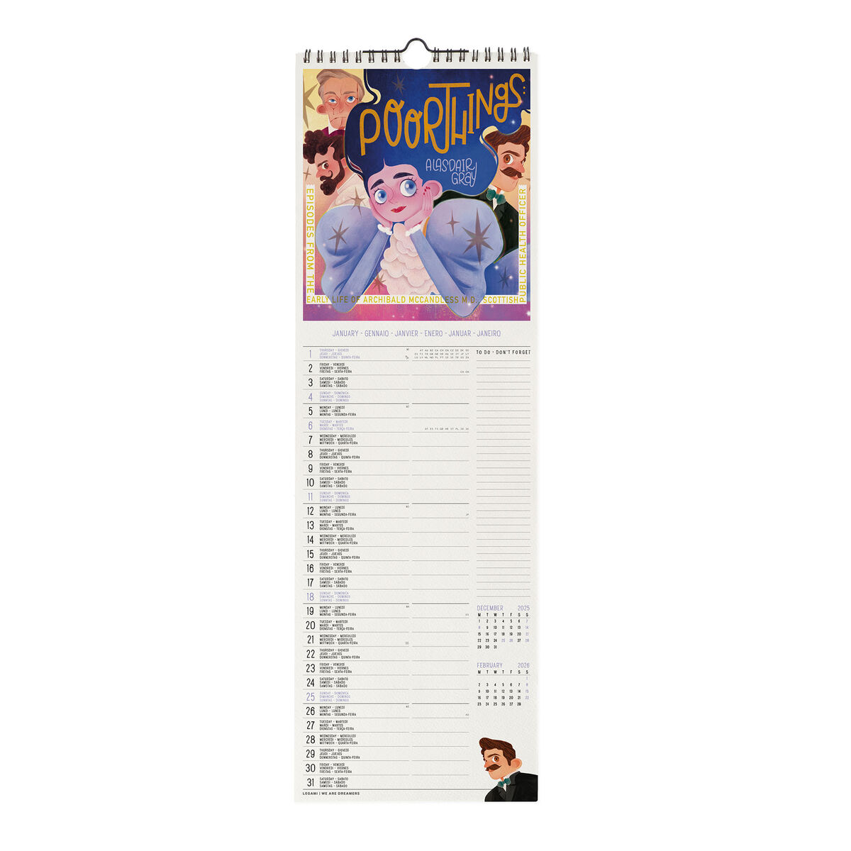 2026 Wall Calendar - 16 x 49 cm
