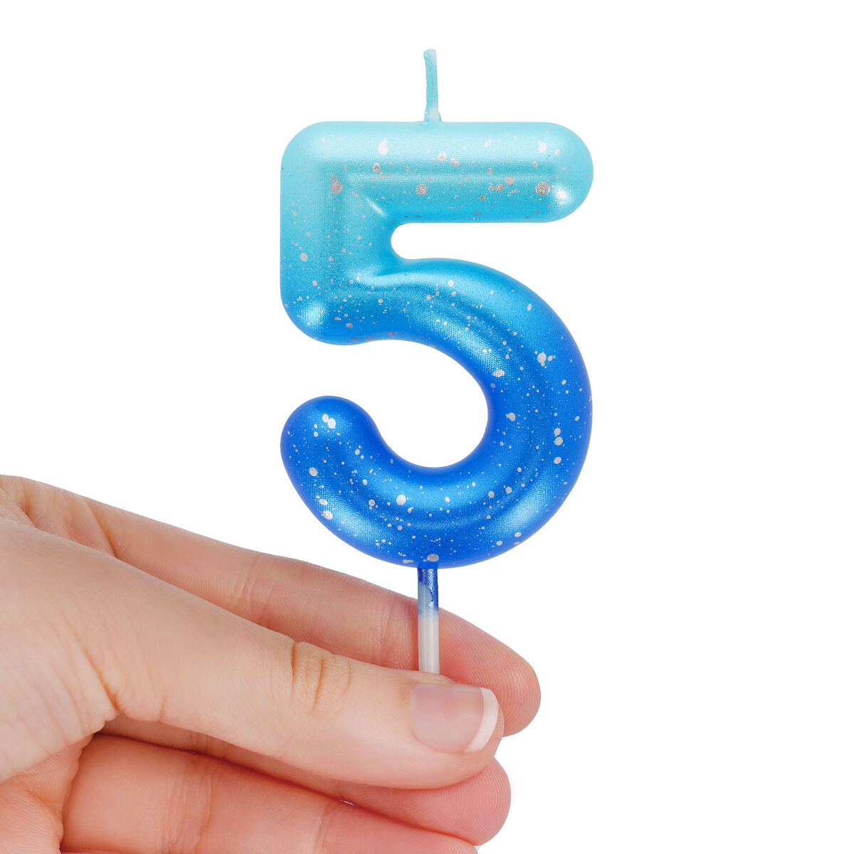 Blue Birthday Cake Candle - 5 - Happy Birthday Candle