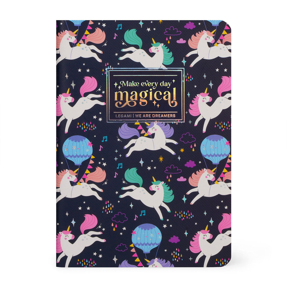 A6 Lined Notebook with Illustrated Hard Cover - Unicorn