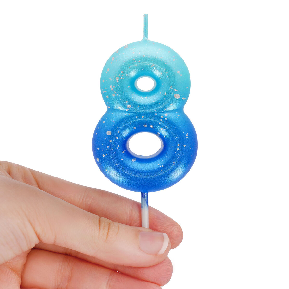 Blue Birthday Cake Candle - 8 - Happy Birthday Candle