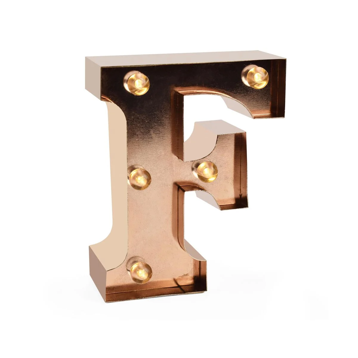 Rose Gold Light-Up Decorative Letter - F - Mini Decorative Light