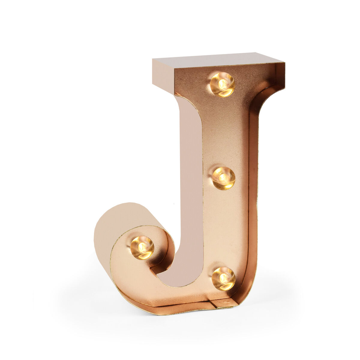 Rose Gold Light-Up Decorative Letter - J - Mini Decorative Light