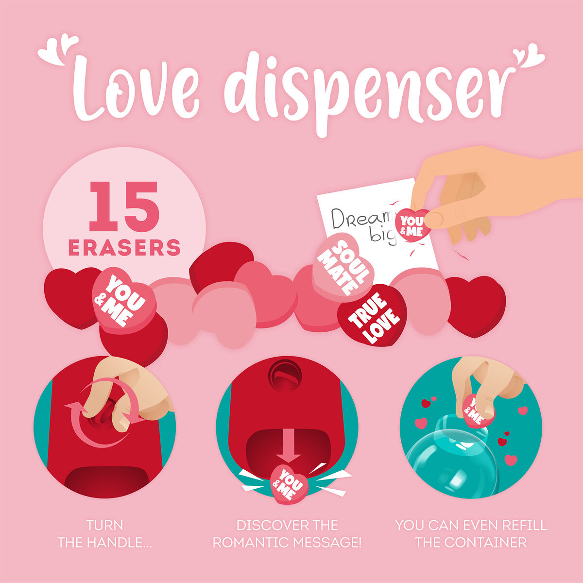 Mini Eraser Dispenser - Love Dispenser
