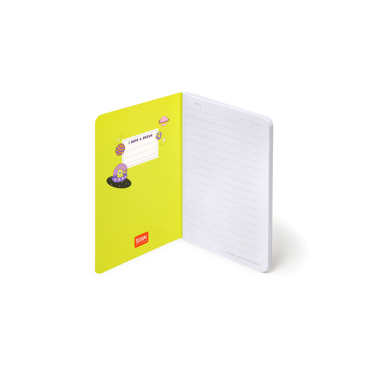 A6 Lined Notebook with Illustrated Hard Cover - Space
