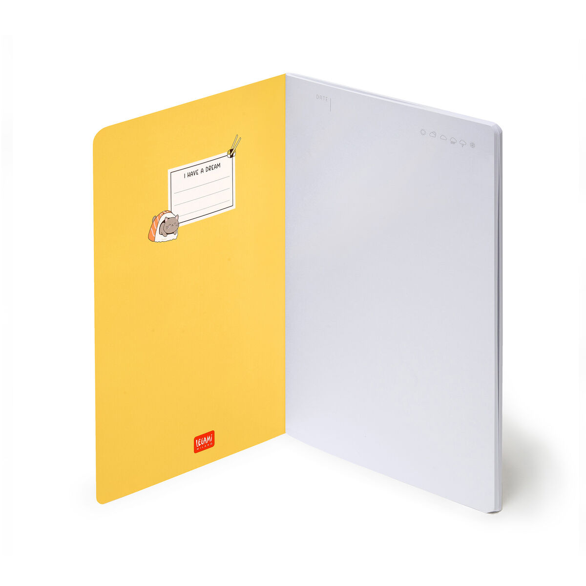 A5 Blank Notebook with Illustrated Hard Cover - Sushi Cat