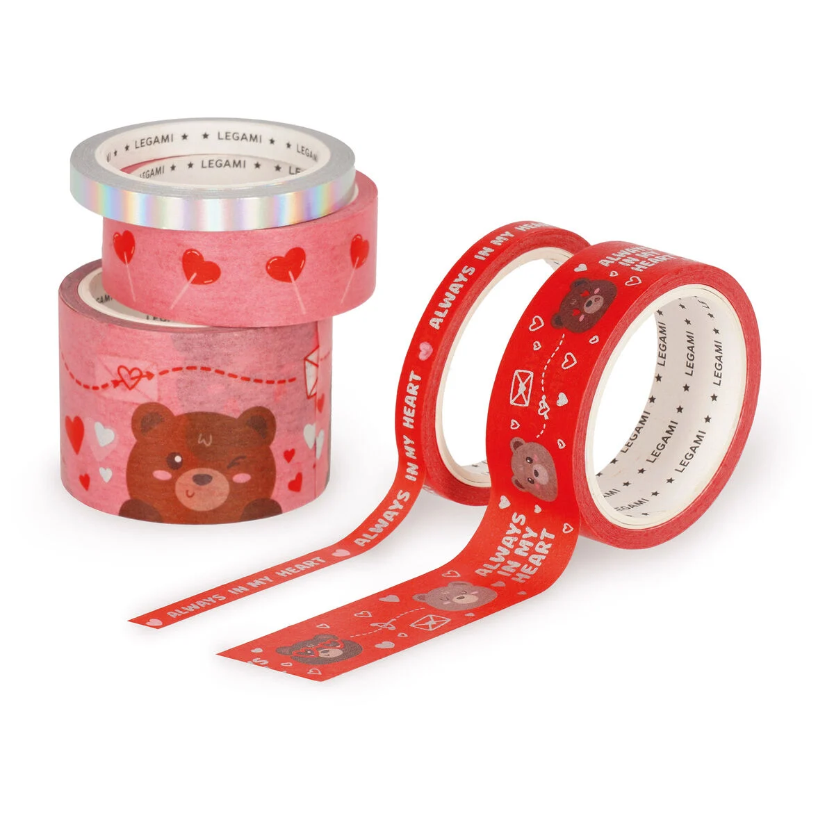 Set of 5 Decorative Teddy Bear Paper Sticky Tapes - Tape By Tape